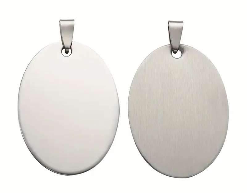 2pcs Stainless Steel Oval Stamping Blanks with Snap-on Bails  Jewelry Making Tags