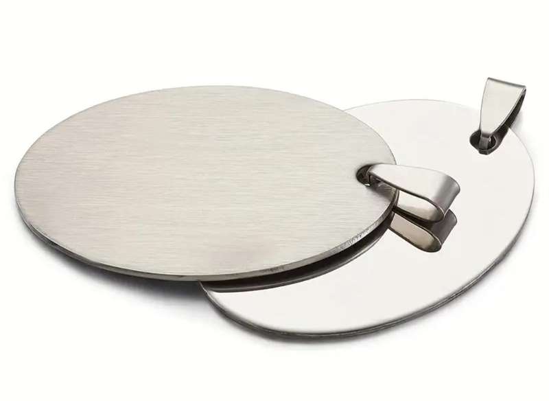 2pcs Stainless Steel Oval Stamping Blanks with Snap-on Bails  Jewelry Making Tags