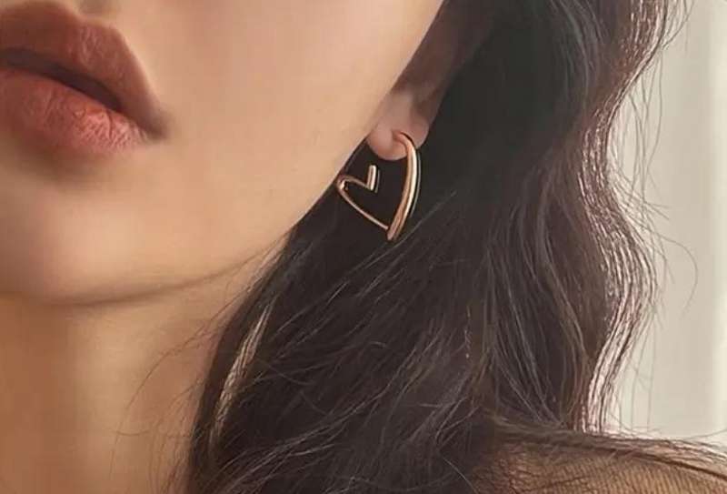 Gold Plated Stainless Steel Heart Stud Earrings
