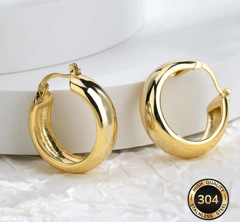 Gold Plated Stainless Steel Hoop Earrings