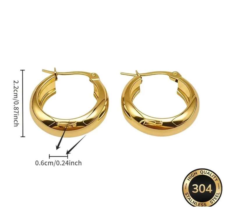 Gold Plated Stainless Steel Hoop Earrings