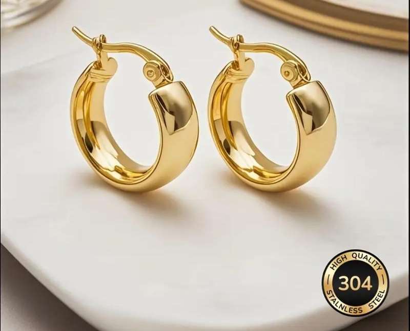 Gold Plated Stainless Steel Hoop Earrings