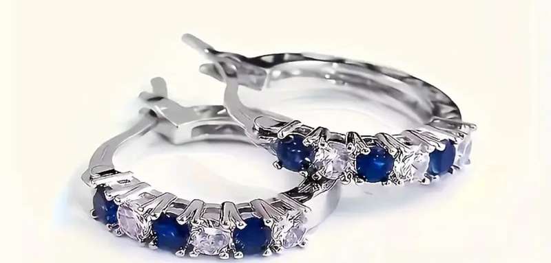 S925 Sterling Silver Plated Earrings with Transparent and Blue Cubic Zirconia