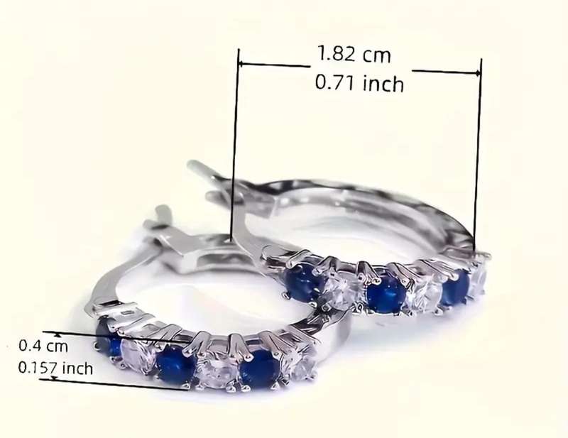 S925 Sterling Silver Plated Earrings with Transparent and Blue Cubic Zirconia