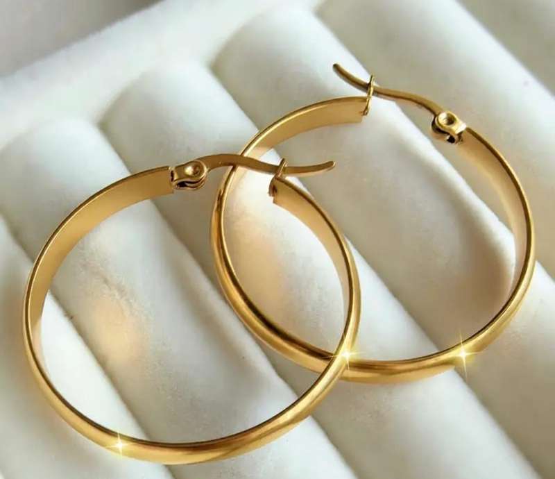 Gold Plated Stainless Steel Hoop Earrings