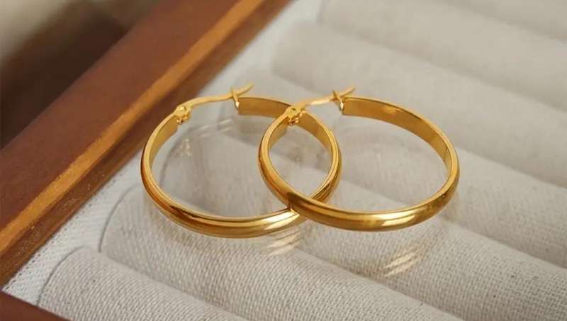 Gold Plated Stainless Steel Hoop Earrings