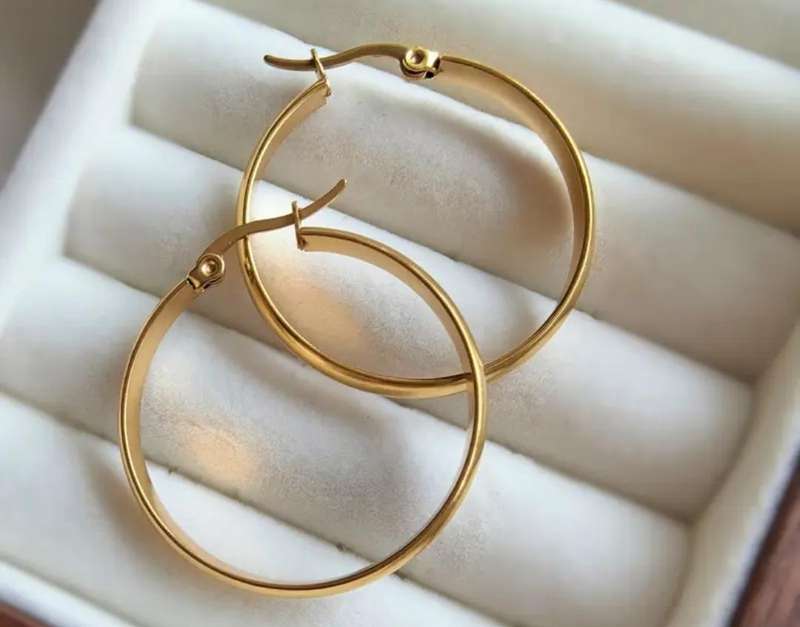 Gold Plated Stainless Steel Hoop Earrings