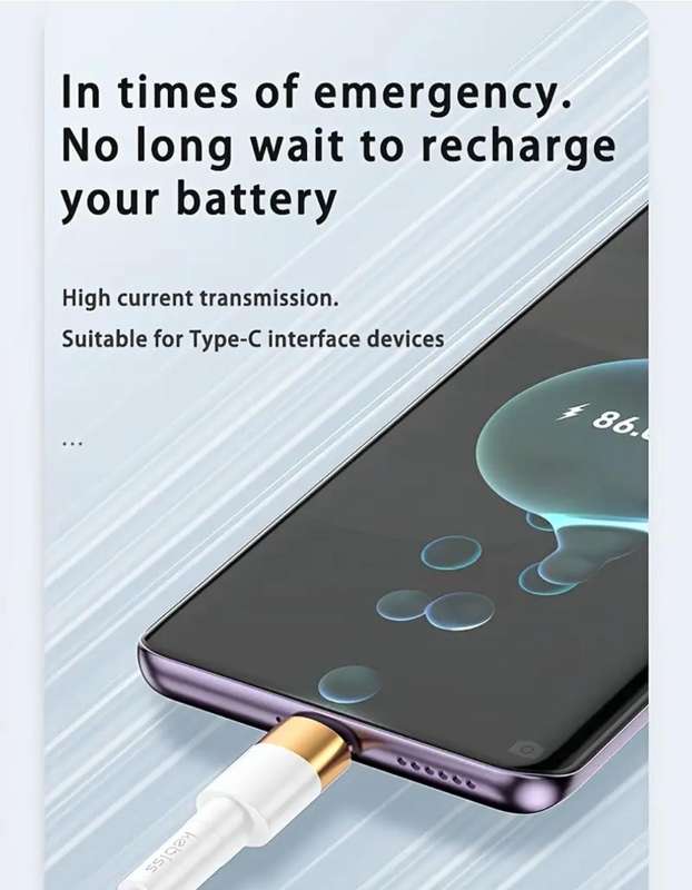 Long 2 meter 66W High-Speed Type-C to Type-C USB Cable 5A Fast Charging Durable Rubber Material