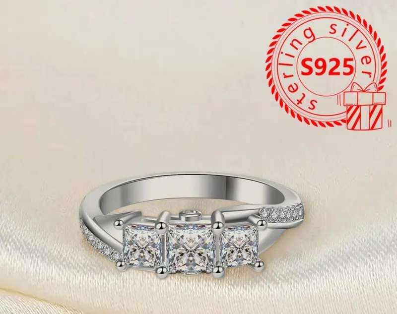 925 Sterling Silver Women's  Ring Synthetic Zirconia