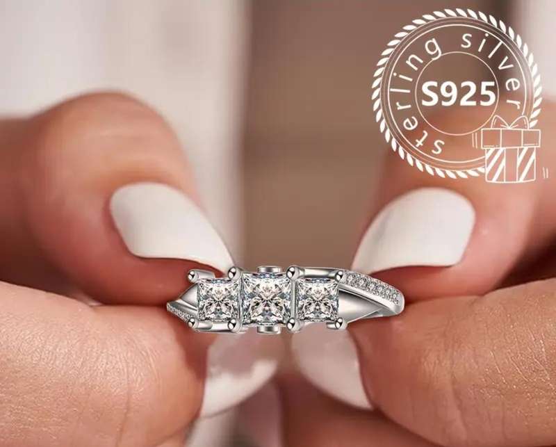 925 Sterling Silver Women's  Ring Synthetic Zirconia