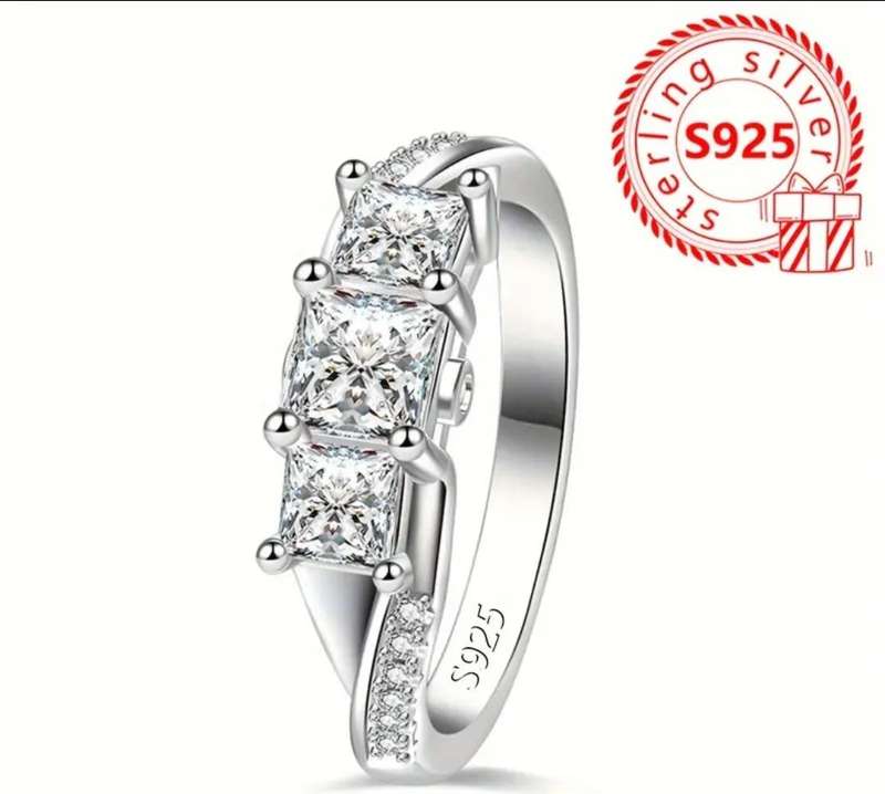 925 Sterling Silver Women's  Ring Synthetic Zirconia