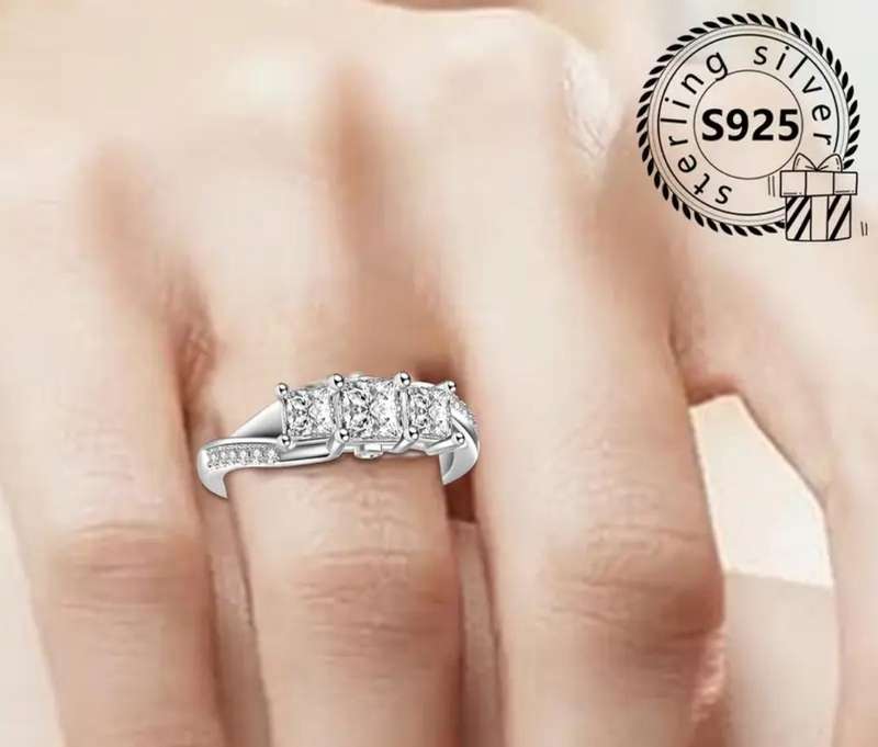925 Sterling Silver Women's  Ring Synthetic Zirconia
