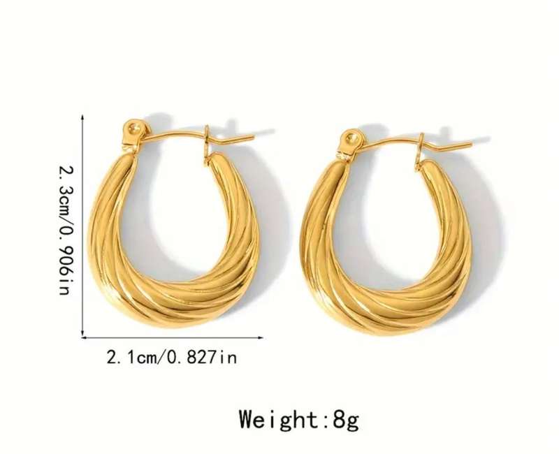 Gold Plated Stainless Steel Retro Geometric Twist Hoop