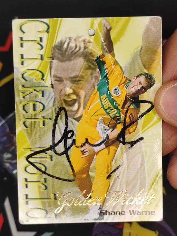 Signed Golden Wicket Shane Warne #67 Cricket World
