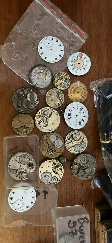 Vintage Watch Watchmaker's Lot, Spares, NOS Dials and NOS Parts Boxes.