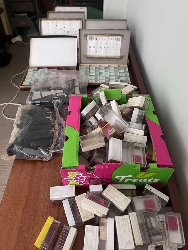 Vintage Watch Watchmaker's Lot, Spares, NOS Dials and NOS Parts Boxes.