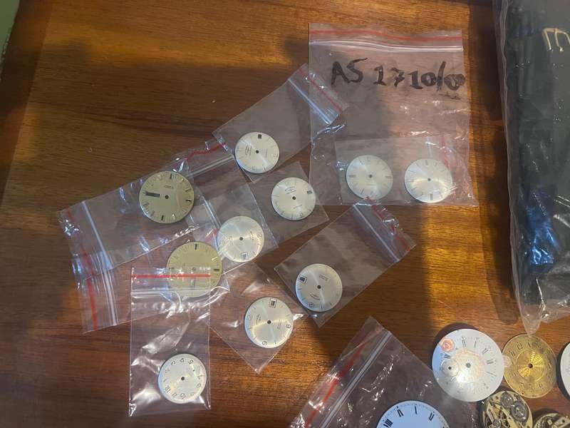 Vintage Watch Watchmaker's Lot, Spares, NOS Dials and NOS Parts Boxes.