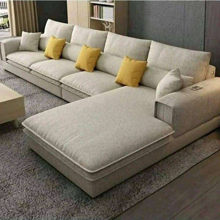 L- Shaped Classic Linen Couch