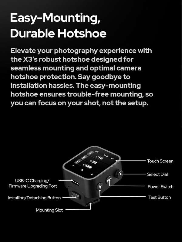 Godox X3 F X3-F X3F TTL Wireless Flash Trigger for Fuji Cameras | 2.4G OLED Touchscreen Transmitter