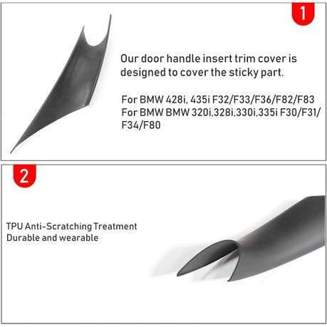 4 PCS BMW CARBON FIBRE LOOK F30 F32 F34 F36 F80 F82 INNER DOOR HANDLE COVERS