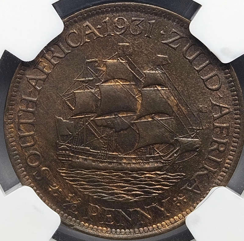1931 SOUTH AFRICAN HALF PENNY MS63 BN