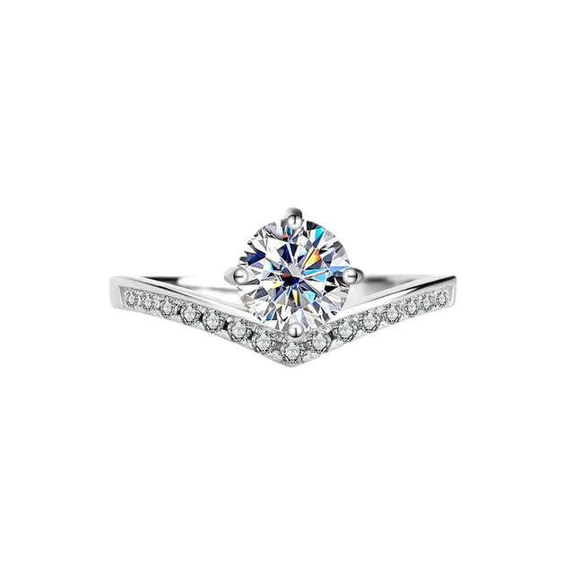 Unique Ring, Wish Bone Shape Moissanite Ring, Sterling Silver Ring