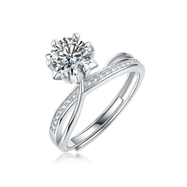 Unique Sterling Silver Moissanite Ring with Certificate of Authenticity