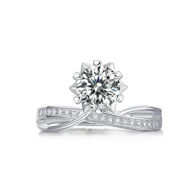 Unique Sterling Silver Moissanite Ring with Certificate of Authenticity