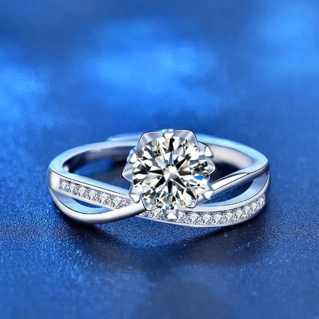 Unique Sterling Silver Moissanite Ring with Certificate of Authenticity