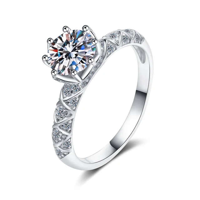 Sterling Silver Ring with 1ct Moissanite, comes with a Certificate of Authenticity