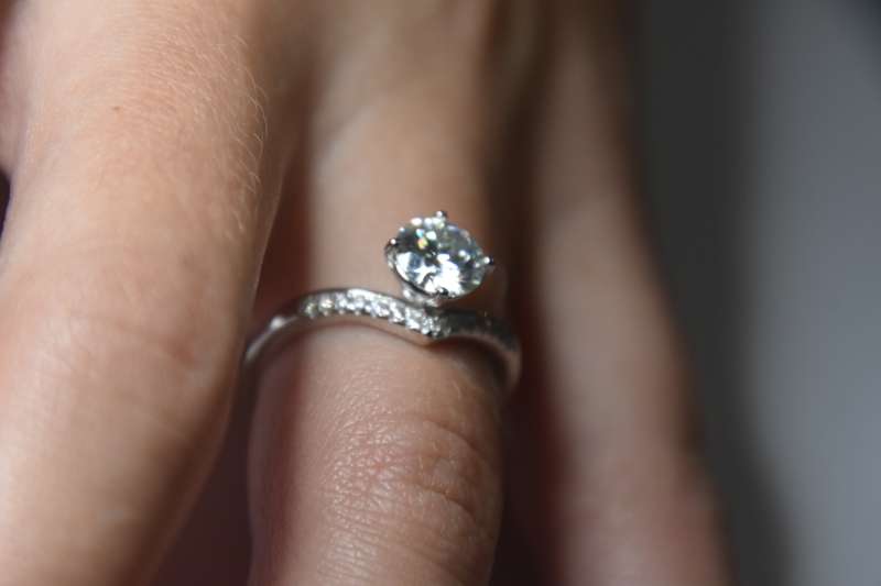 Unique Ring, Wish Bone Shape Moissanite Ring, Sterling Silver Ring