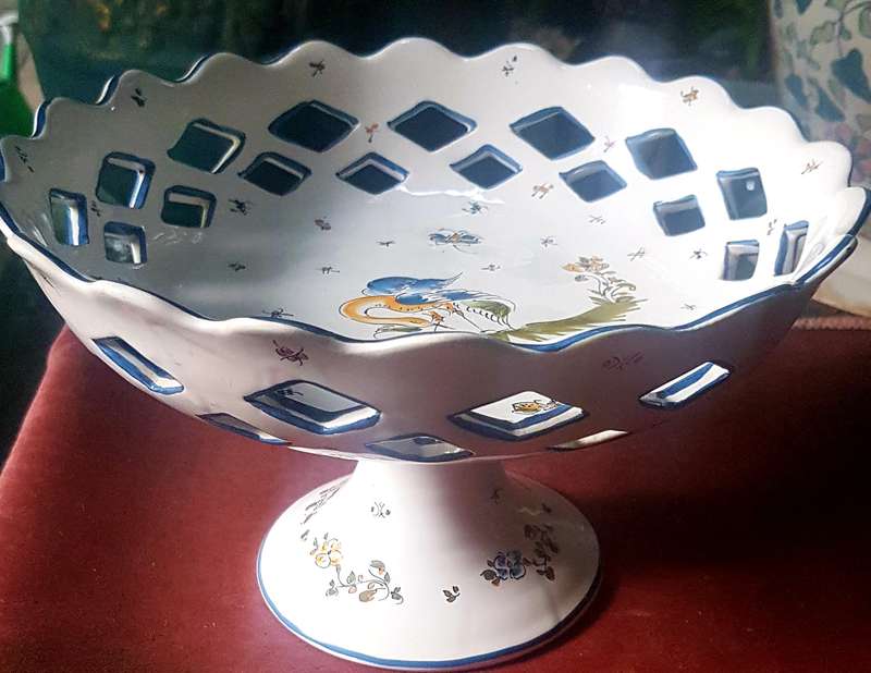 French Porcelain French Vintage Hand Painted Footed Bowl French Porcelain