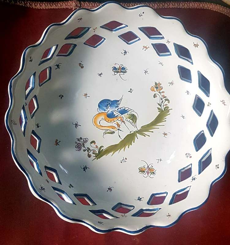 French Porcelain French Vintage Hand Painted Footed Bowl French Porcelain