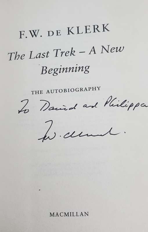 F W De Klerk SIGNED The Last Trek Autobiography