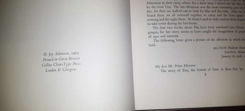 Forever Free Elsa's Pride SIGNED by Joy Adamson