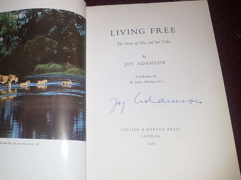 LIVING FREE Signed by Joy Adamson