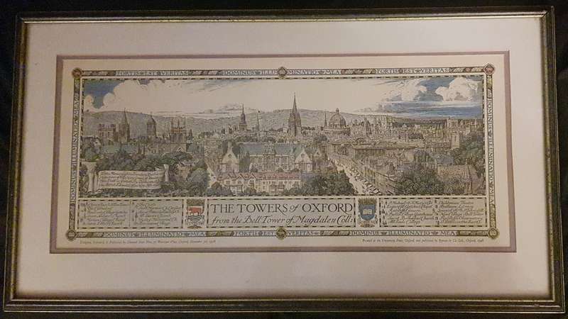 Lithograph Edmund Hort Towers of Oxford