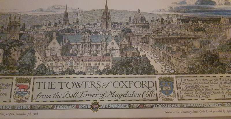 Lithograph Edmund Hort Towers of Oxford