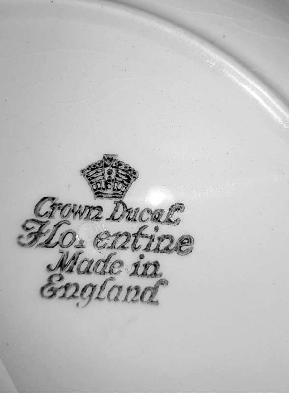 English Porcelain Crown Ducal Florentine White Plate Vintage M&M 1932
