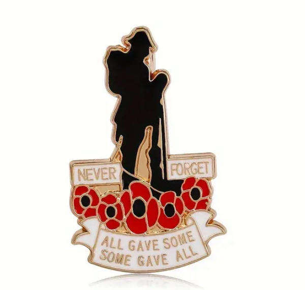 Poppy Flower Remembrance Day Brooch Pin