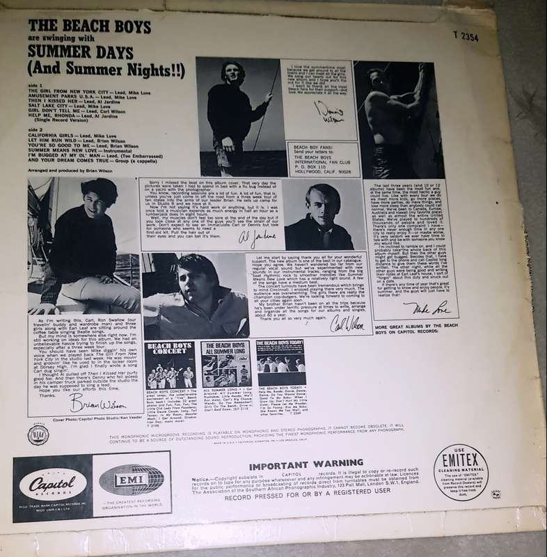 THE BEACH BOYS VINYL SUMMER DAYS (LP/VINYL)