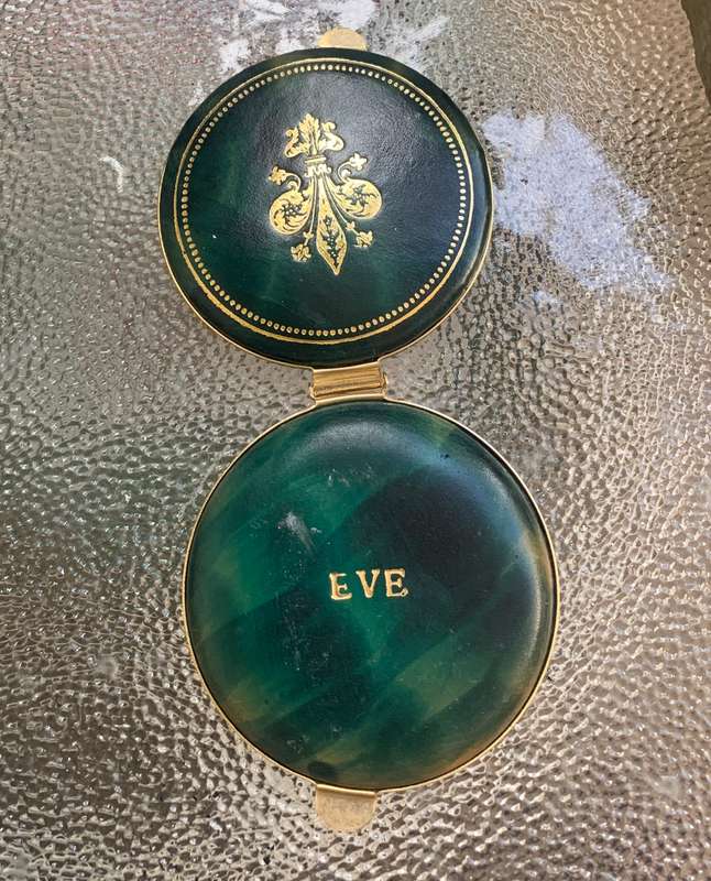 Vintage Mirror compact genuine leather