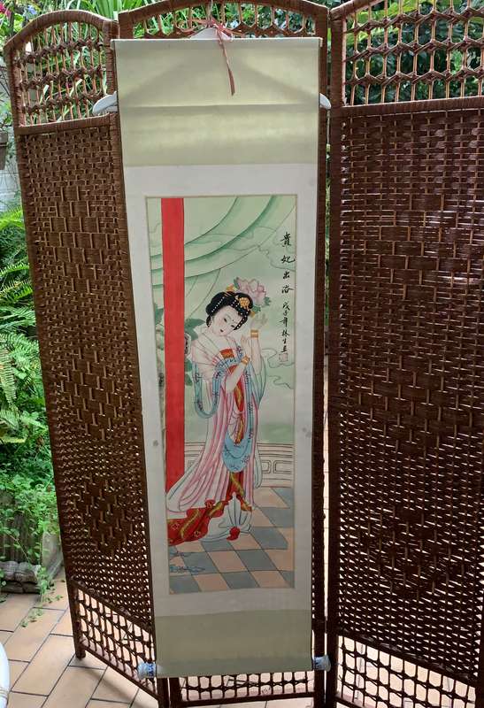 Oriental Asian scroll Blue and White porcelain roller Stamped