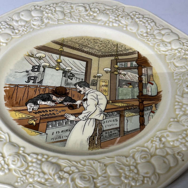 English Porcelain Crown Ducal Florentine White Plate Vintage M&M 1932