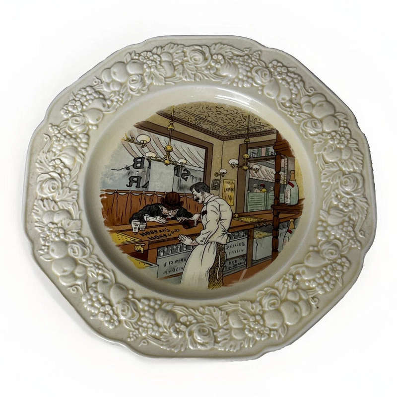 English Porcelain Crown Ducal Florentine White Plate Vintage M&M 1932