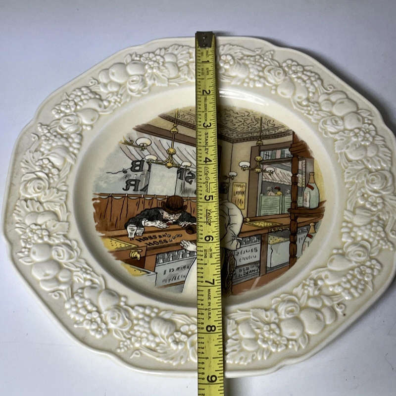 English Porcelain Crown Ducal Florentine White Plate Vintage M&M 1932