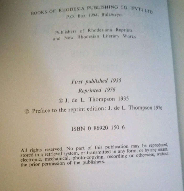 THE STORY of RHODESIAN SPORT  1889 - 1935