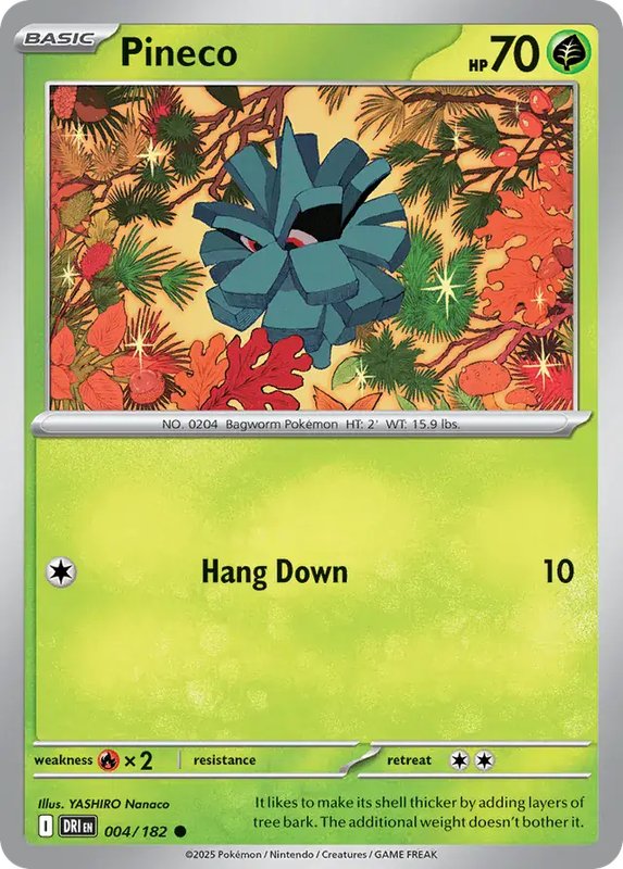 Pokemon Card - Pineco 004/182 - Common - Destined Rivals - NM
