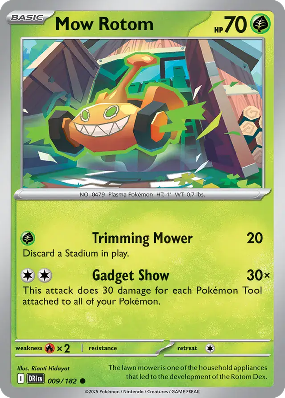 Pokemon Card - Mow Rotom 009/182 - Common - Destined Rivals - NM