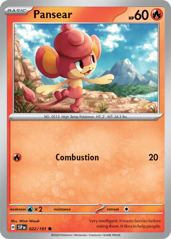 Pokemon Card - Pansear 022/191 - Common - Surging Sparks  NM